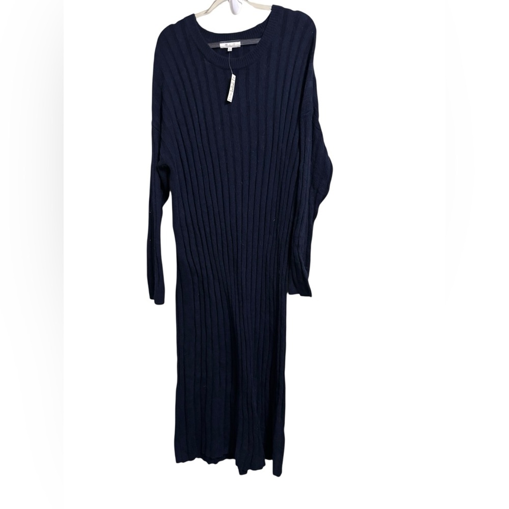 New Madewell Sz XL Re)sourced Ribbed Midi Sweater Dress NAVY - Picture 5 of 8